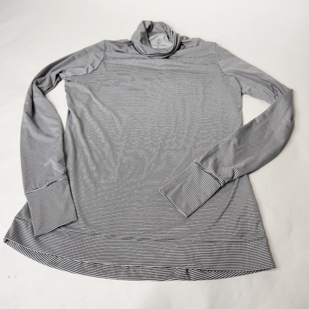Lands End Womens Size XS Turtleneck Striped Stretch